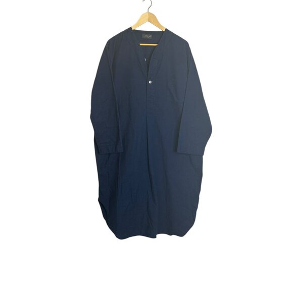 Vintage Mr Jeff Mens Pajamas Brushed Cotton Long Night Shirt Pjs Navy Blue Sz L - Picture 5 of 5